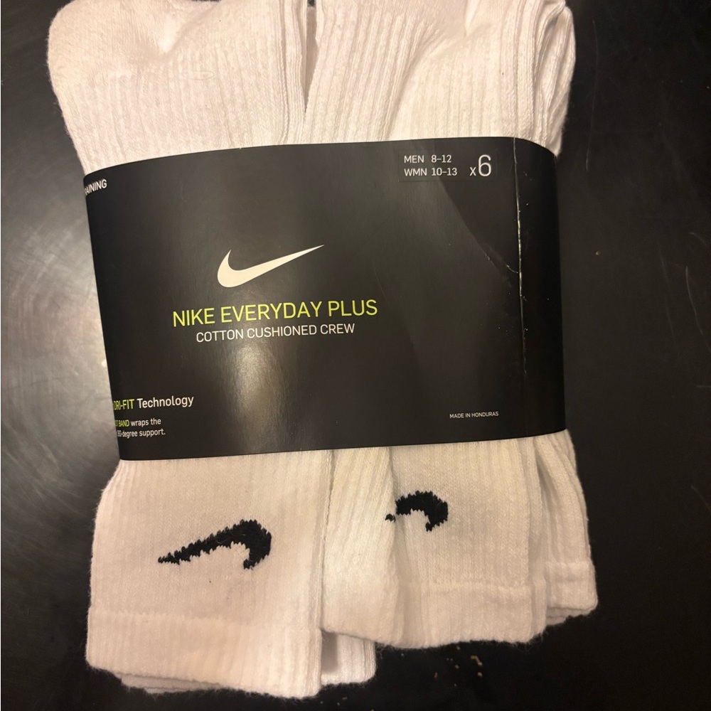 Nike White Crew Socks with Black Swoosh - 6 Pack
